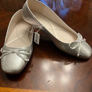 Silver Ballet Flats